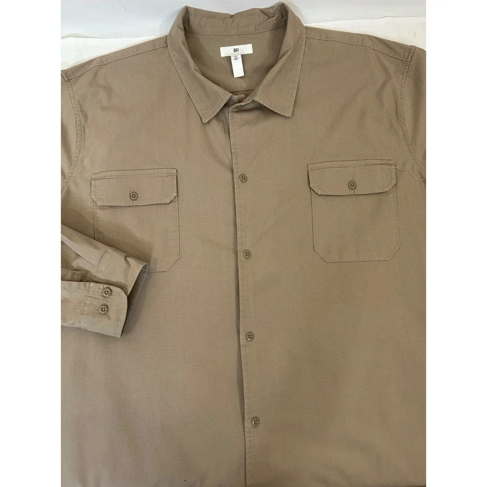 Banana Republic Mens Khaki Tan 2 Pocket Button Up Soft Collar Shirt Sz 4XT